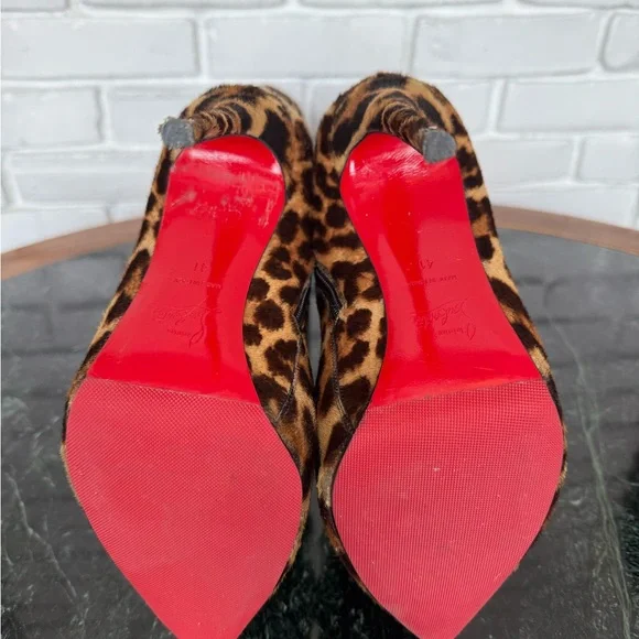 Christian Louboutin Pony Hair Leopard inside zipper HIGH Boots - Picture 3 of 11
